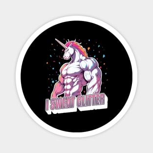 Unicorn I Sweat Glitter Funny Gym Workout Magnet